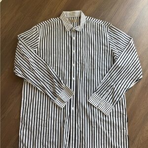 Mens Burberry black and white striped dress shirt  XXXL NWOT